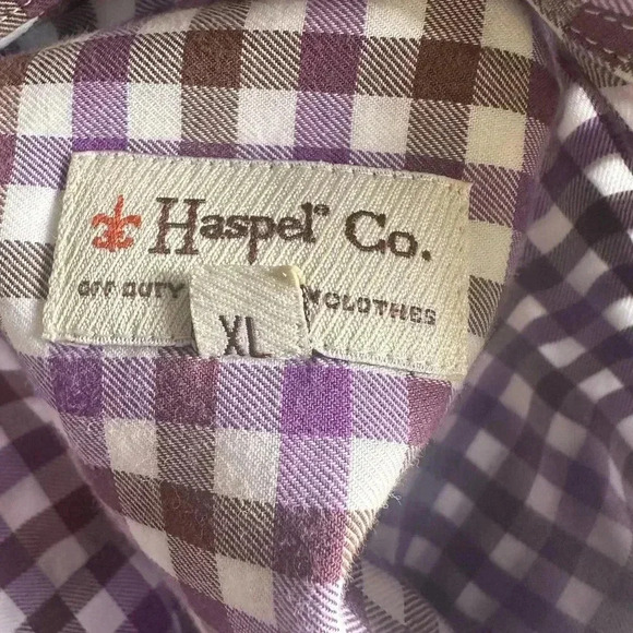 Haspel Co Purple and Brown Gingham Button-Down Shirt - Picture 2 of 6